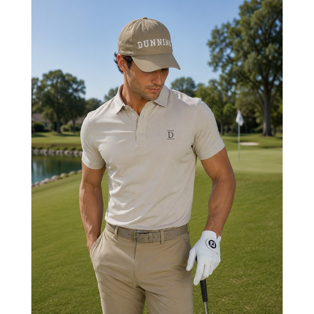 Dunning Golf New Era Hat Mens Khaki Tan Adjustable Strapback Baseball Cap Logo
